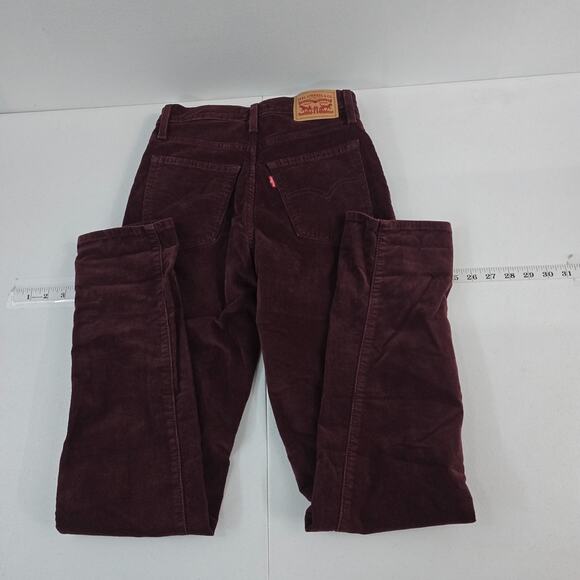 Levi's 724 high rise straight jeans corduroy 26 red womens 6250 - Picture 2 of 11